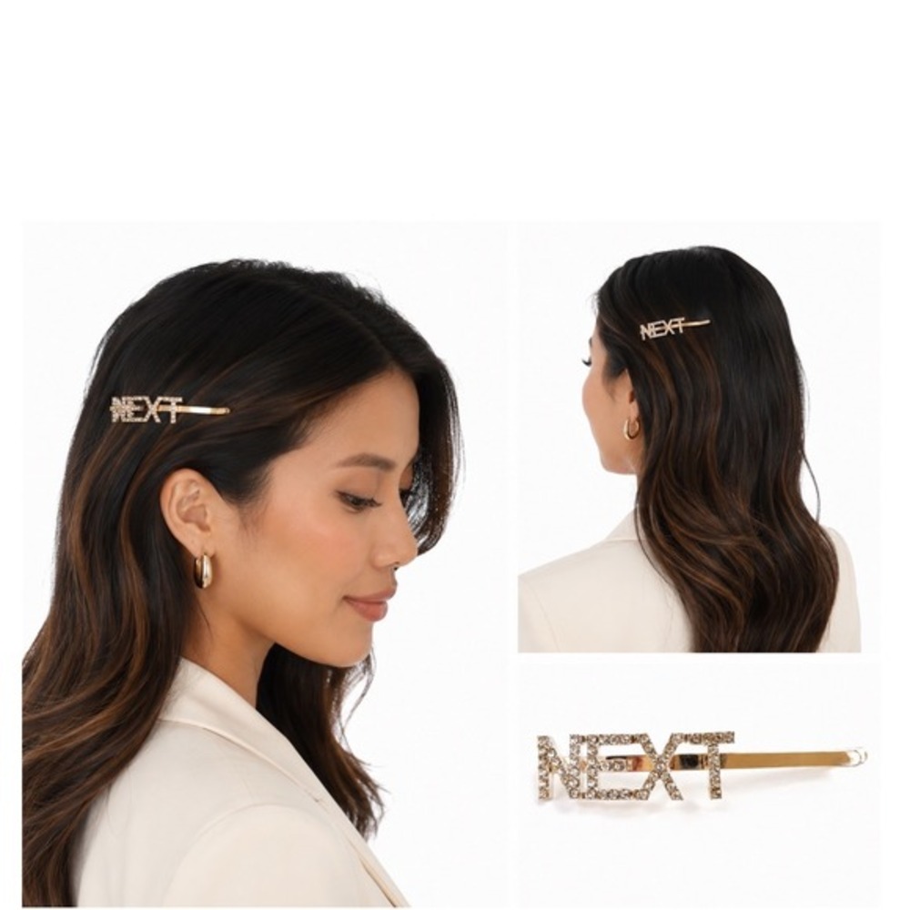 Next Rhinestone Silver Tone Bobby Pin Hair Clip Statement Bling Accessory J-01